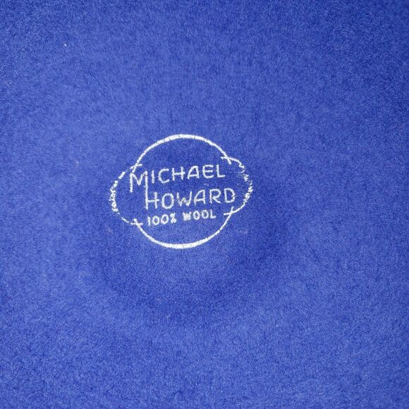 Vintage Michael Howard Hat Wool Wide Brim Feather Veil Womens Blue 80s main image 4